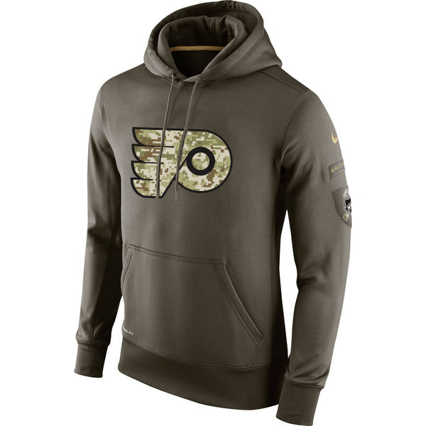 Men NHL Philadelphia Flyers Nike Olive Salute To Service KO Performance Hoodie Green->new york islanders->NHL Jersey